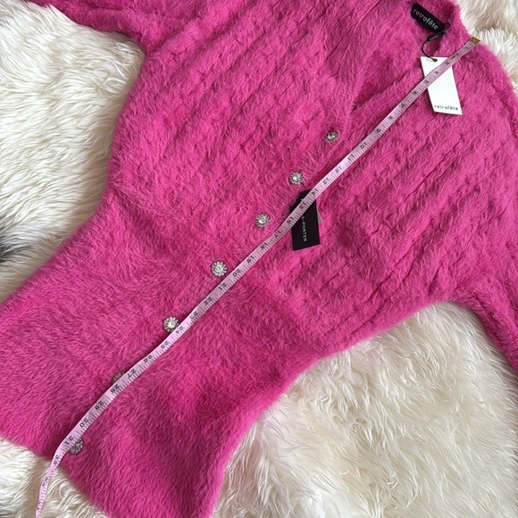 NWT RETROFETE Cable-Knit Mini Dress Size S Pink New Tala Fuzzy sweater Small - Picture 11 of 12